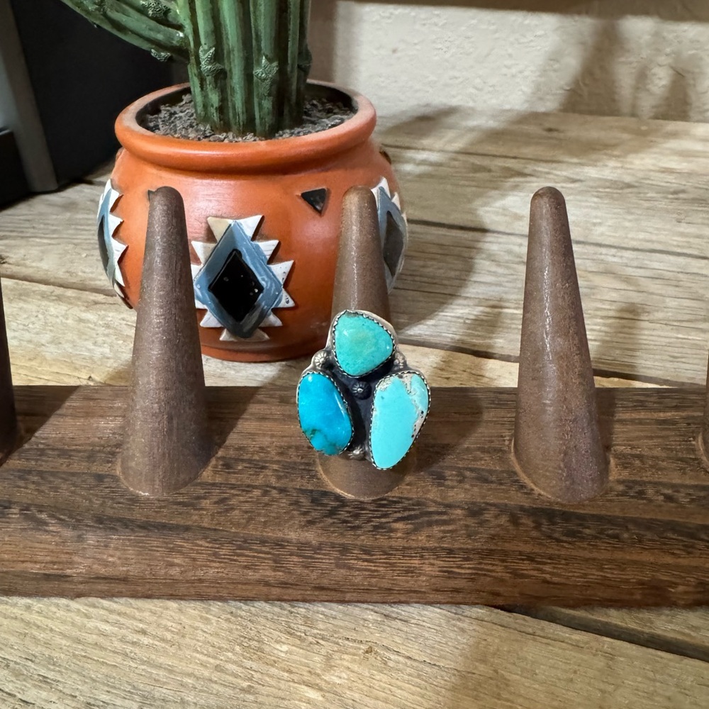 SOLD ON FB - 3 Stone Turquoise adjustable Ring
